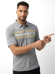 CAPTIVATING STRIPED POLO WITH SIMPLE LOGO | GREY