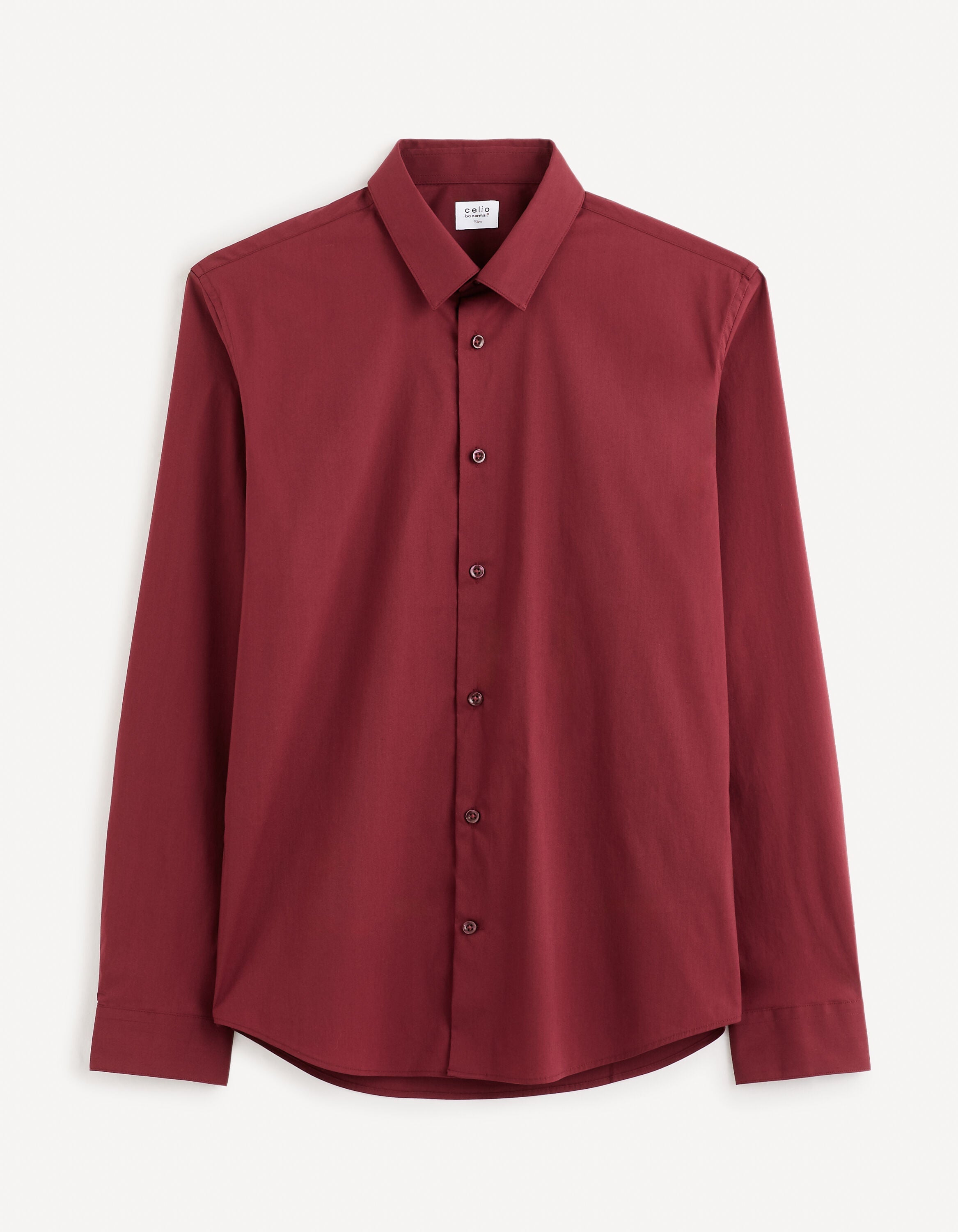 CELIO SLIM STRETCH COTTON SHIRT | BURGUNDY