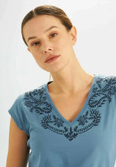 CONBIPEL-EMBROIDERED - PRINT T-SHIRT | AVIO-AIR FORCE BLUE