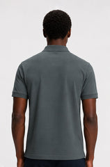 HUGO BOSS PREMIUM POLO SHIRT - BLACK LOGO PATCH | DARK GREY