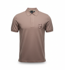 HUGO BOSS POLO SHIRT WITH EMBROIDERED LOGO | TAUPE BROWN