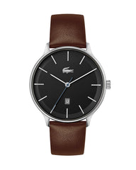 LACOSTE MEN'S BLACK DIAL BROWN LEATHER WATCH