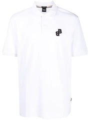 HUGO BOSS PARLAY POLO SHIRT WITH EMBROIDERED LOGO | WHITE