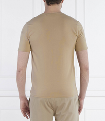 HUGO BOSS COTTON JERSEY REGULAR-FIT T-SHIRT WITH STRIPES AND LOGO | BEIGE