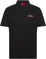 HUGO BOSS COTTON - PIQUE POLO SHIRT WITH LOGO PRINT | BLACK
