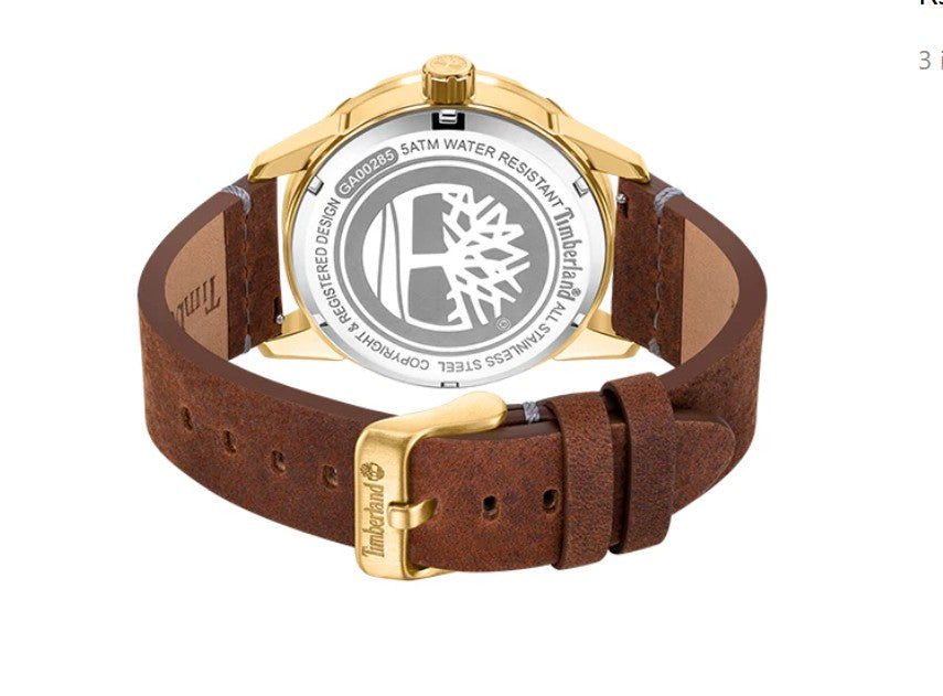 Timberland Adirondack Men’s Watch – Brown Leather Strap, 46mm Quartz Watch