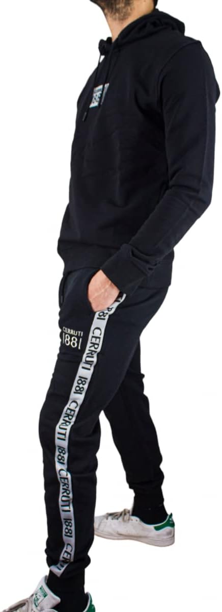 CERRUTI 1881-BITTI MENS JOGGING TROUSER-WITH LOGO STRIP | BLACK