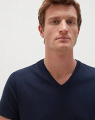 OVS ORGANIC COTTON T SHIRT V NECK  | DARK NAVY