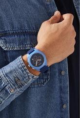 Armani Exchange A|X Men’s Sync Chronograph Blue Silicone Watch – Sporty & Stylish Timepiece