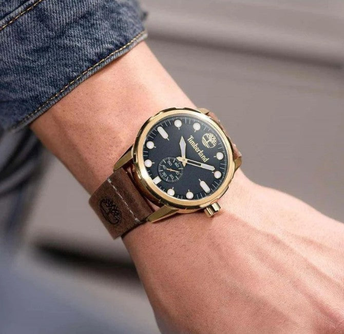 Timberland Adirondack Men’s Watch – Brown Leather Strap, 46mm Quartz Watch