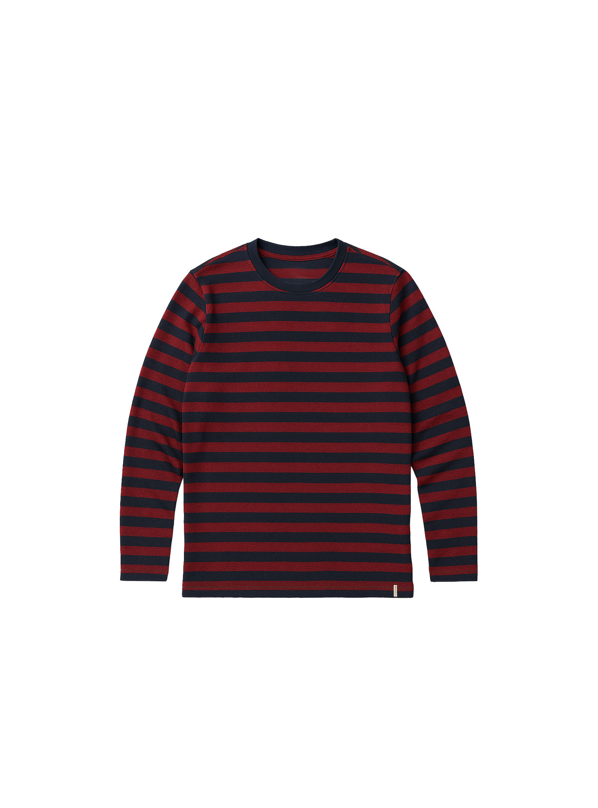 ANERKJENDT MENS STRIPED LONG SLEEVE T-SHIRT  – NAVY & MAROON