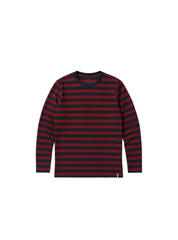 ANERKJENDT MENS STRIPED LONG SLEEVE T-SHIRT  – NAVY & MAROON