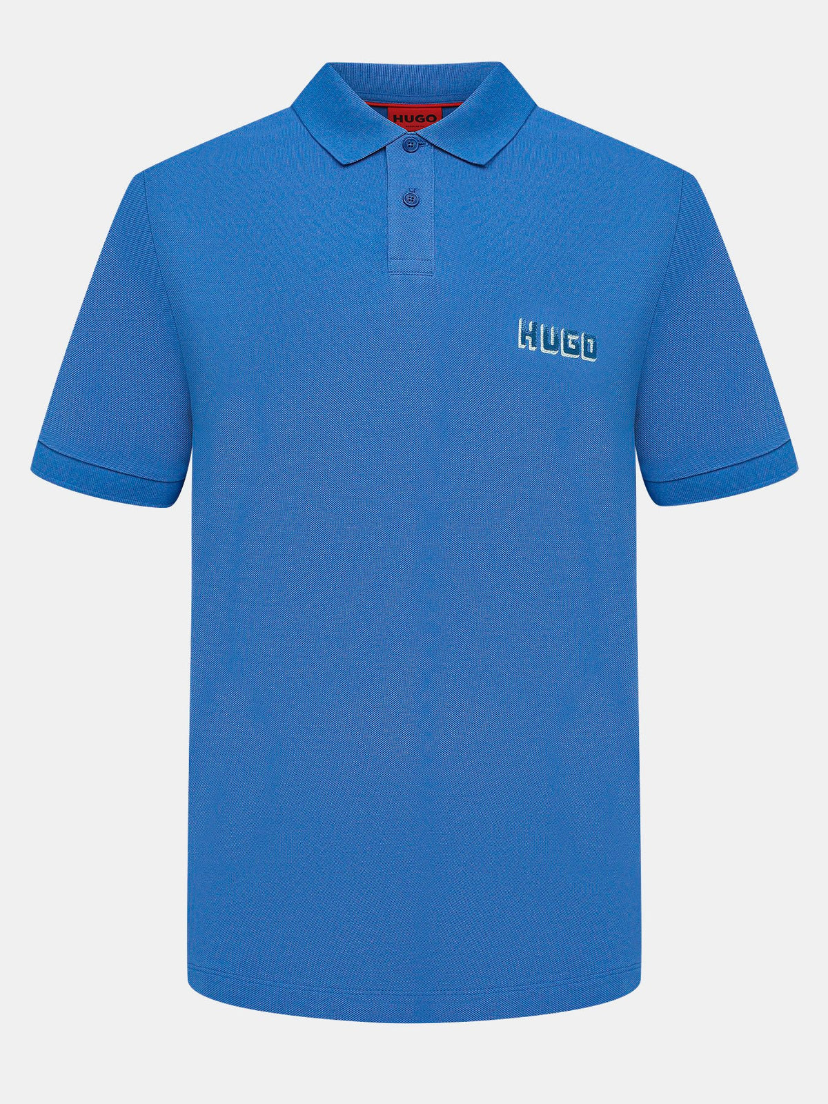 HUGO BOSS COTTON - PIQUE POLO SHIRT WITH LOGO PRINT | BLUE
