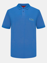 HUGO BOSS COTTON - PIQUE POLO SHIRT WITH LOGO PRINT | BLUE