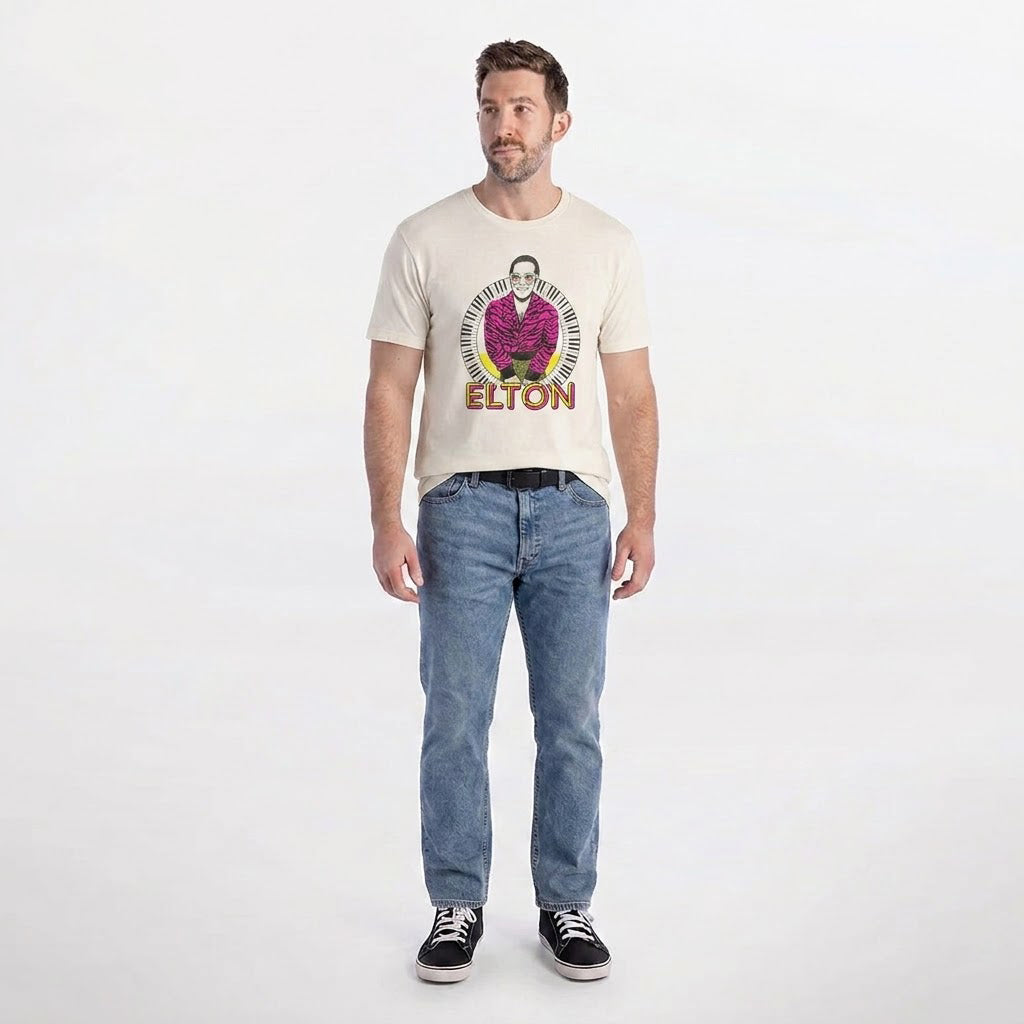 ELTON JOHN PREMIUM WHITE GRAPHIC T-SHIRT | SIGNATURE PRINT EDITION