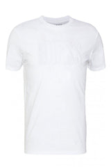 GUESS MEN SHORT SLEEVE BASIC VELVET APPLIQUE LOGO TEE | WHITE