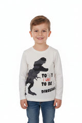LITTLE KIDS-GRAPHICAL PRINT-FULL SLEEVE | T-SHIRT | WHITE