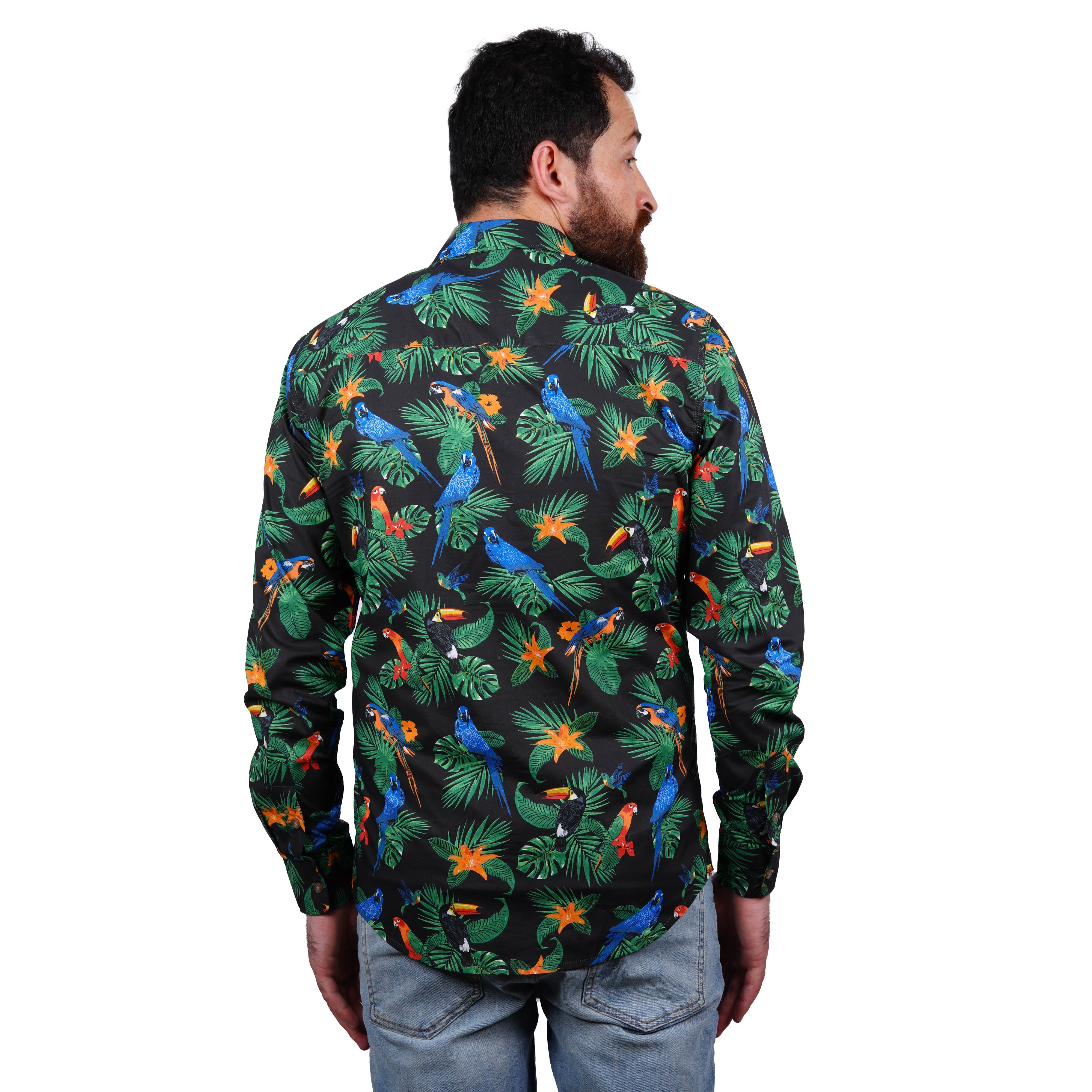 SORBINO-FINE QUALITY-TROPICAL PRINT-COTTON SHIRT
