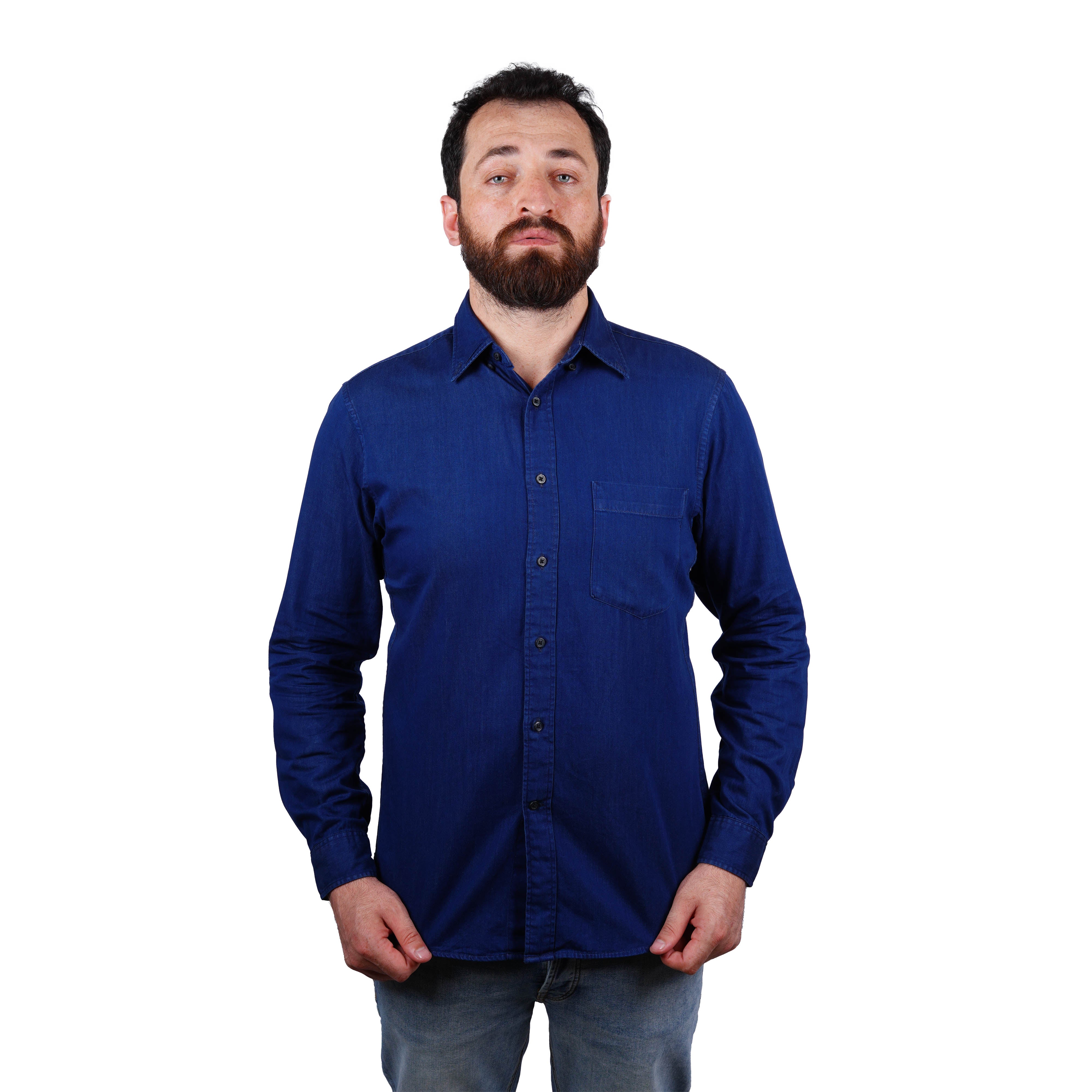 UNIQLO INDIGO DENIM PREMIUM FULL SLEEVE CASUAL SHIRT | DENIM BLUE