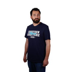 GUESS FRONT LOGO REGULAR FIT T-SHIRT | D.BLUE