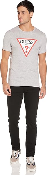 GUESS MENS CN SS ORIGINAL  LOGO T-SHIRT | GREY