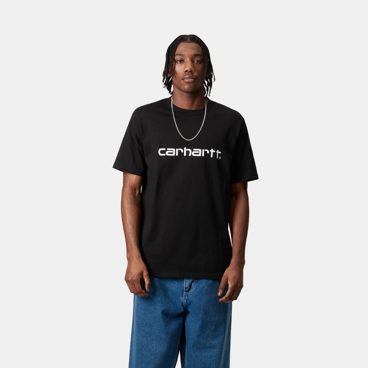 CARHARTT MEN'S PREMIUM EMBROIDERED LOGO T-SHIRT | BLACK