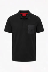 HUGO BOSS PREMIUM POLO SHIRT - BLACK LOGO PATCH | BLACK