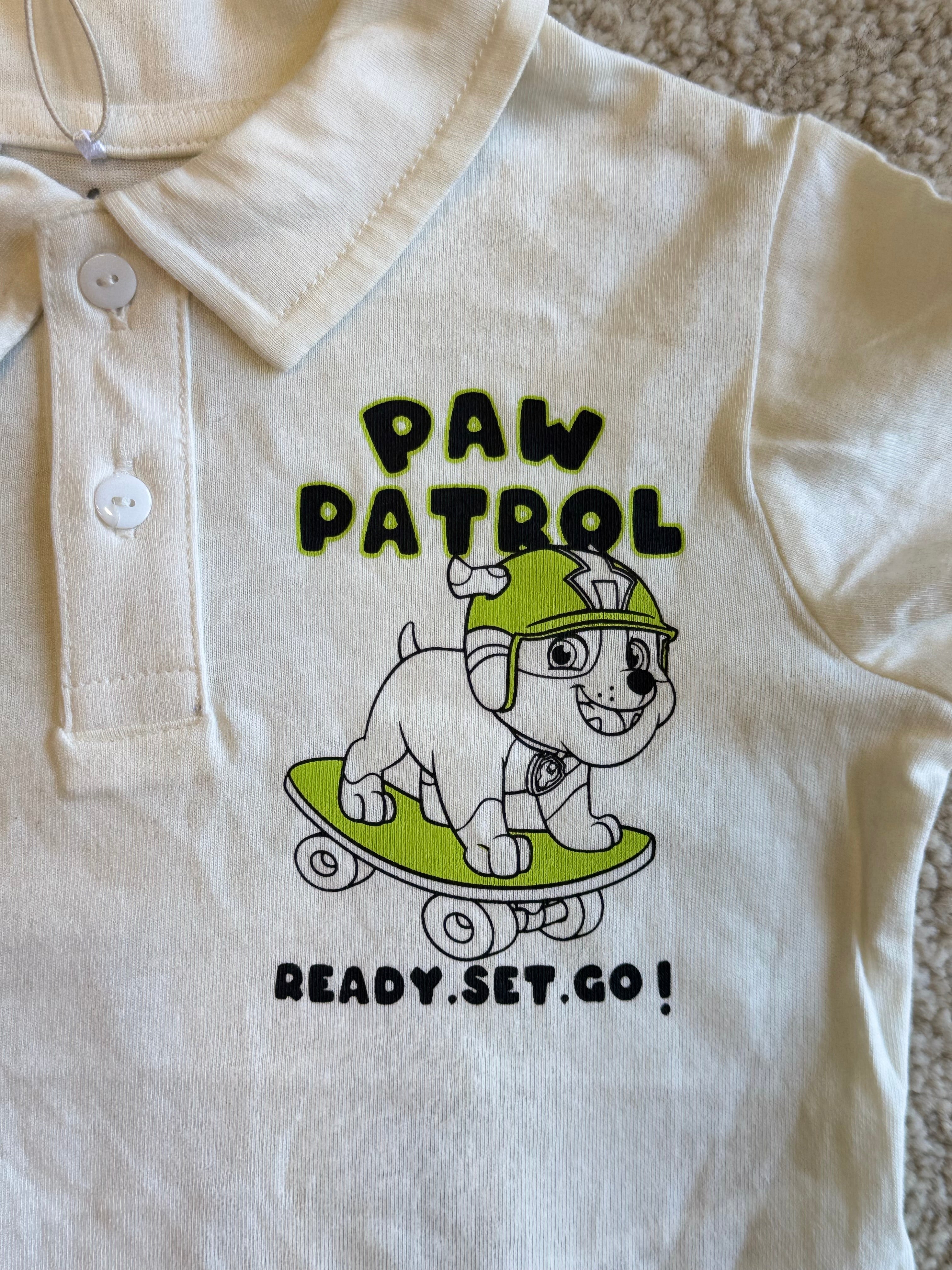 LEFTIES CANINE PATROL NICKELODEON POLO SHIRT AND SHORT SET | WHITE / YELLOW