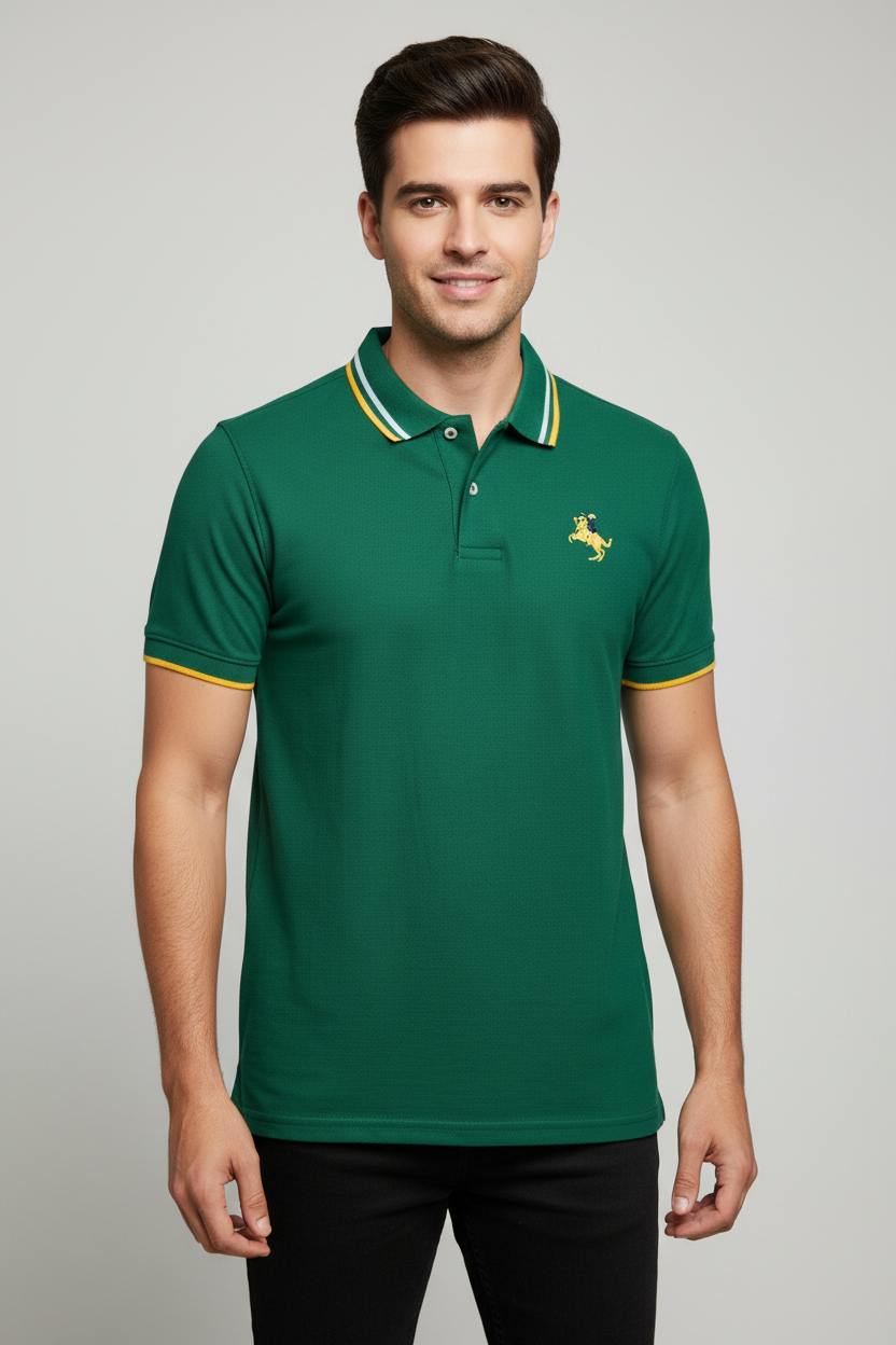 GIORDANO EMBROIDERY SHIRT 3D LION POLO MEN | GREEN
