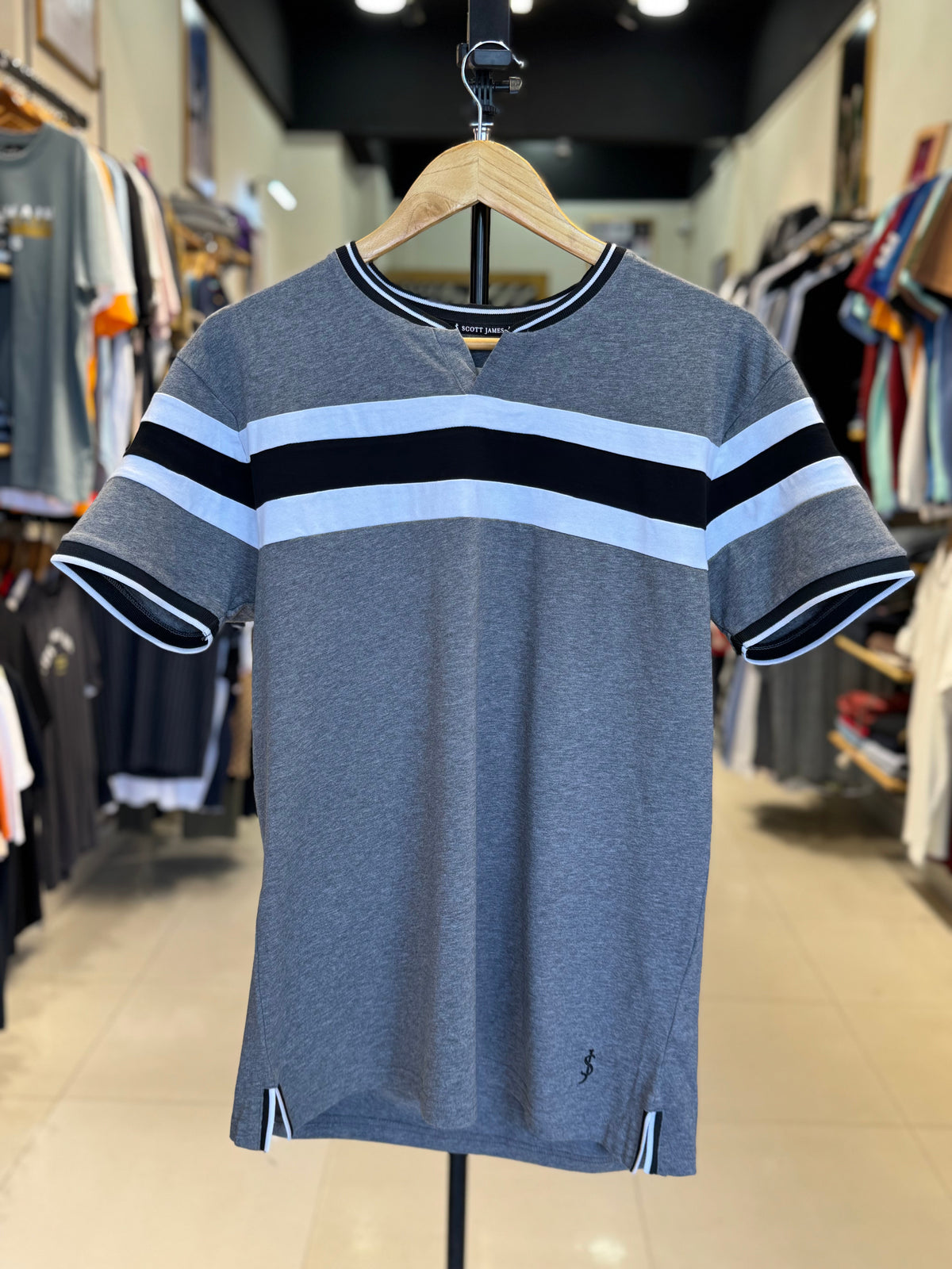 SCOTT JAMES PREMIUM MEN'S V-NECK T-SHIRT | GREY
