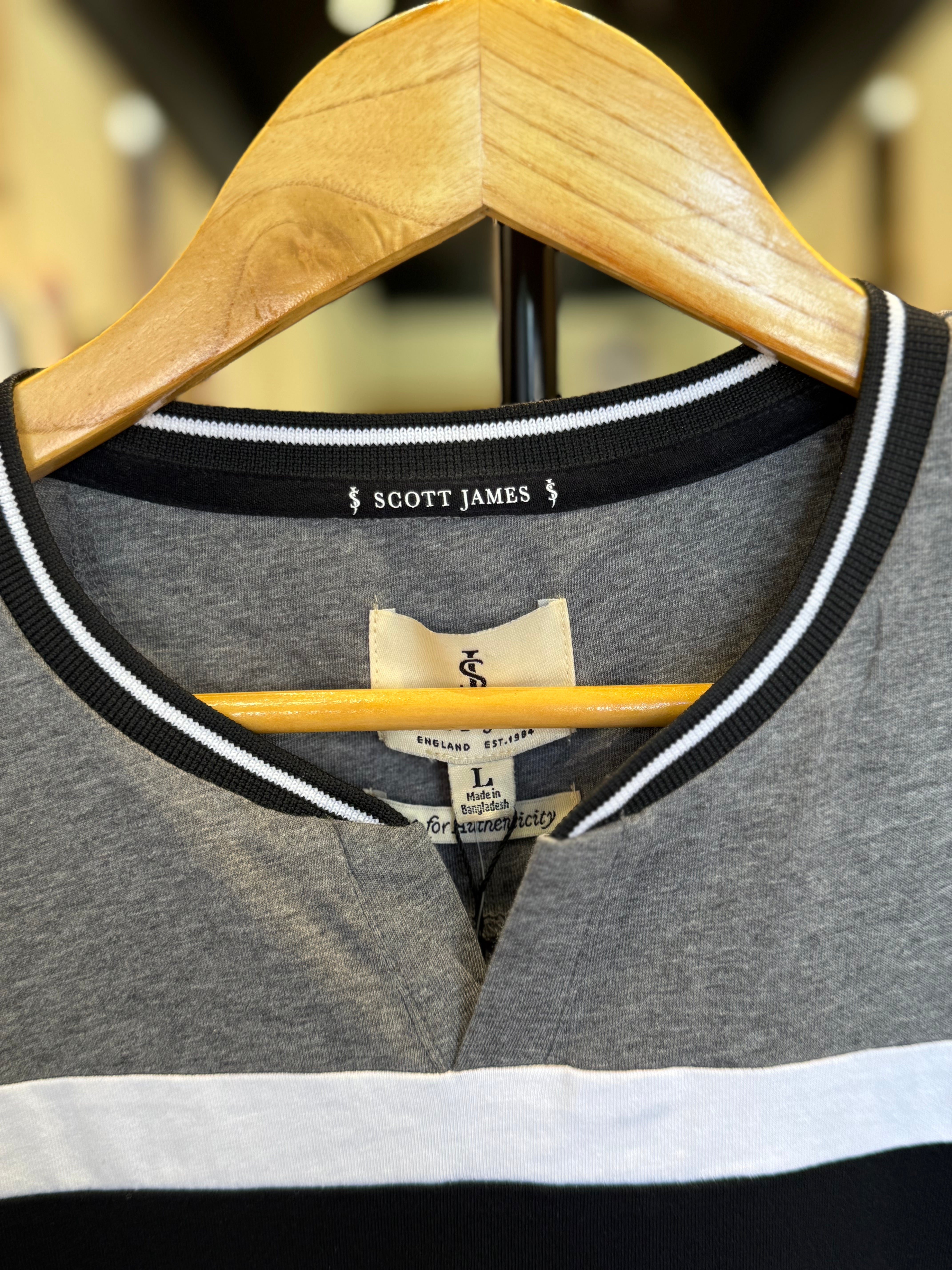 SCOTT JAMES PREMIUM MEN'S V-NECK T-SHIRT | GREY