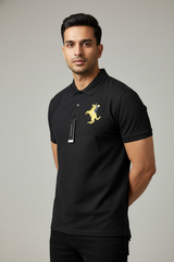 GIORDANO EMBROIDERY SHIRT 3D LION POLO MEN | BLACK