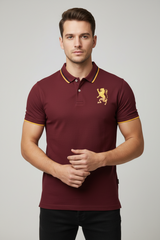 GIORDANO EMBROIDERY SHIRT 3D LION POLO MEN | MAROON