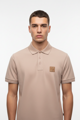HUGO BOSS METALLIC PATCH LOGO AND SIGNATURE PRINT | LIGHT PEACH