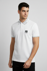 HUGO BOSS METALLIC PATCH LOGO AND SIGNATURE PRINT | WHITE