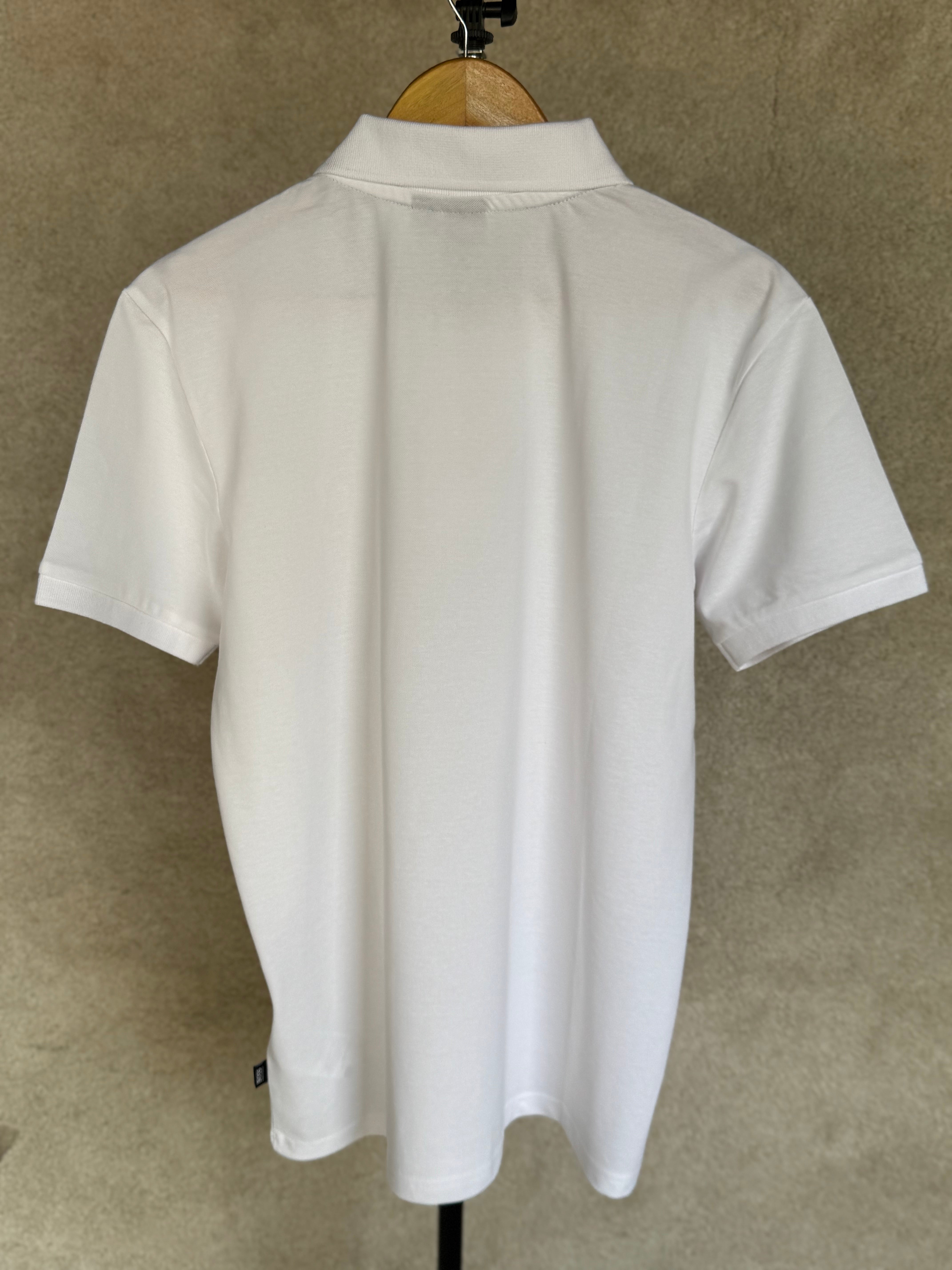 HUGO BOSS - MERCERISED-COTTON POLO SHIRT WITH EMBROIDERED DOUBLE MONOGRAM | WHITE