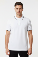 HUGO BOSS POLO SHIRT WITH EMBROIDERED LOGO | WHITE