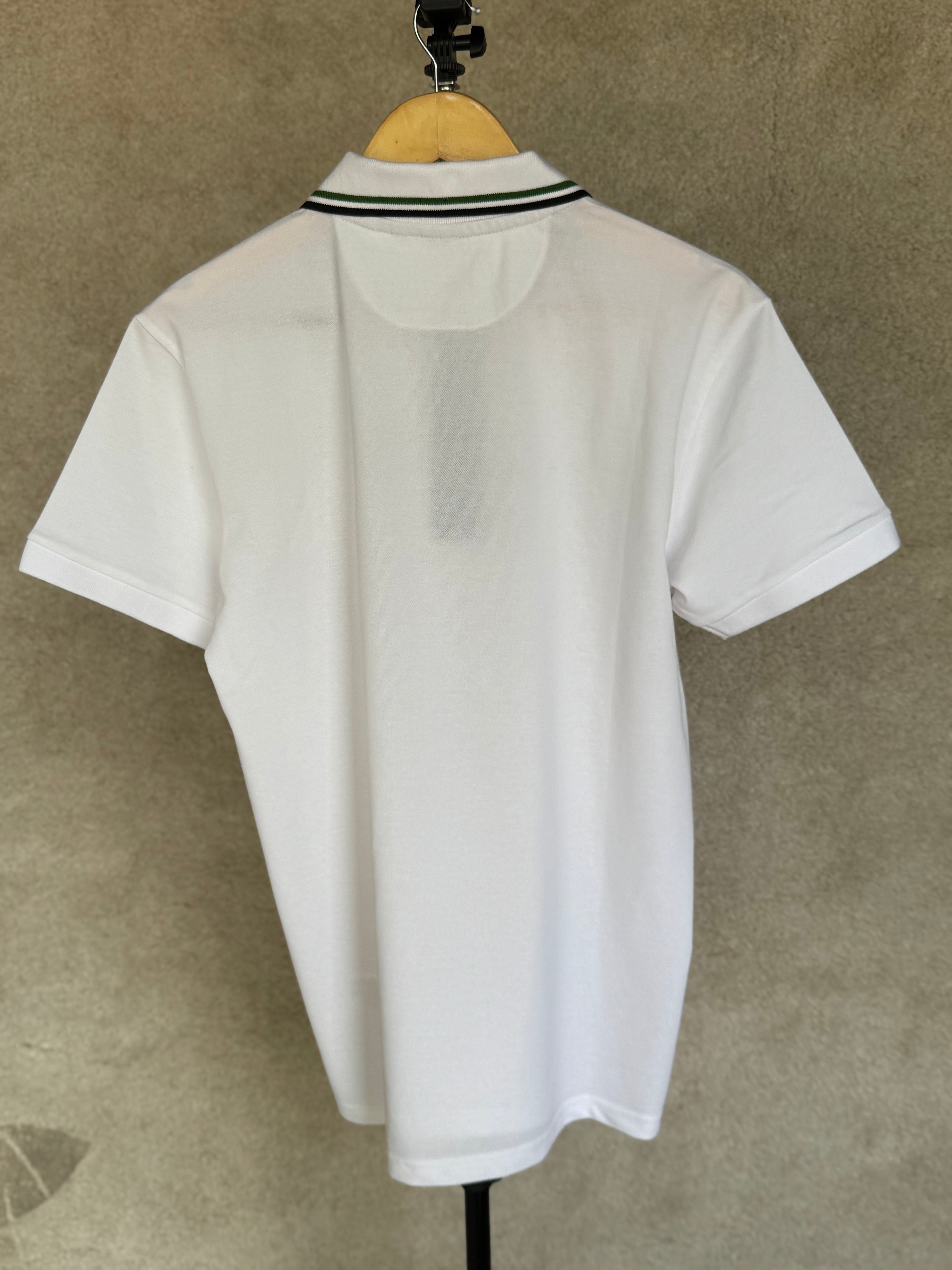 HUGO BOSS POLO SHIRT WITH EMBROIDERED LOGO | WHITE