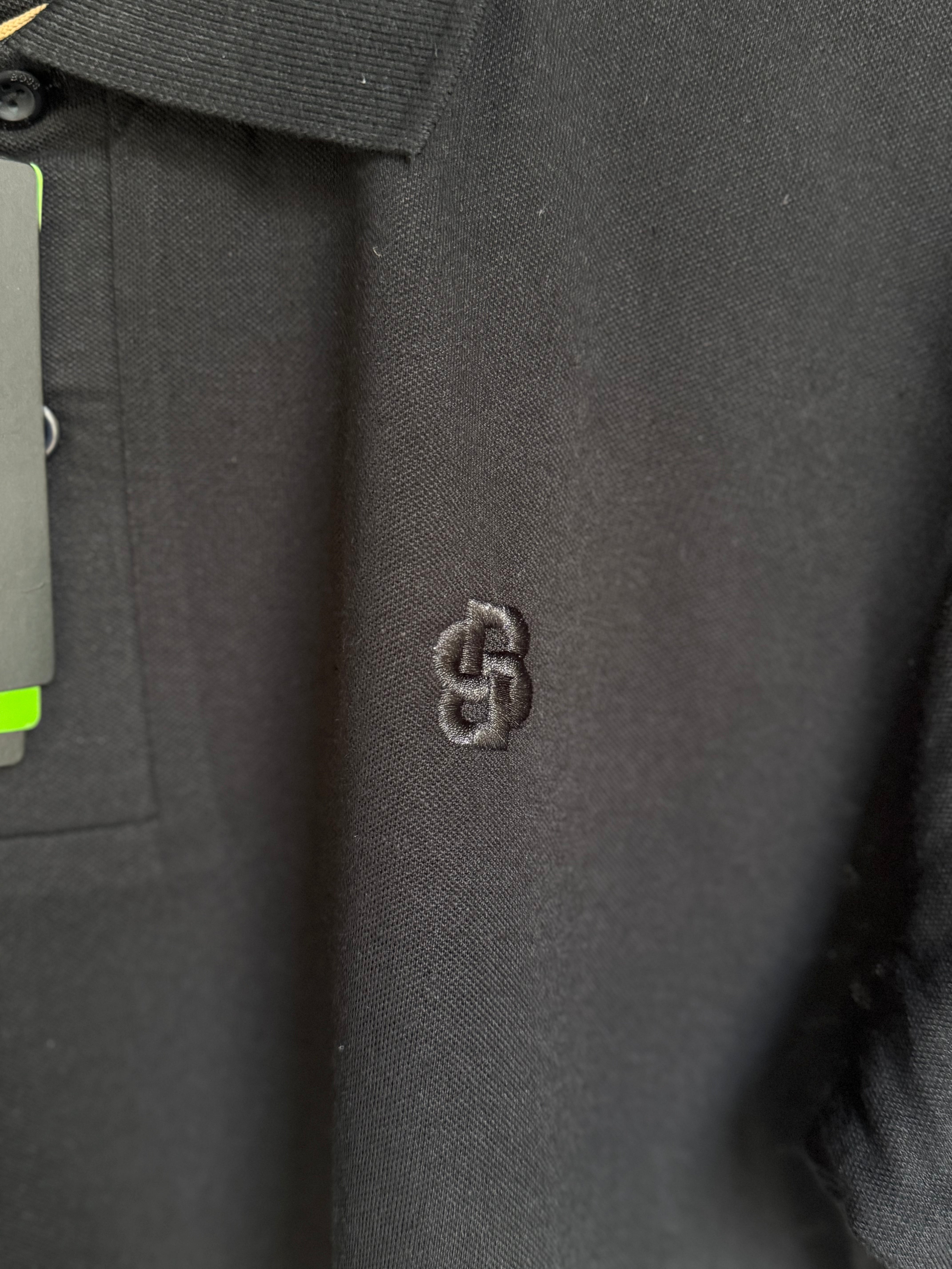 HUGO BOSS COTTON PIQUE POLO SHIRT WITH DOUBLE B MONOGRAM | BLACK