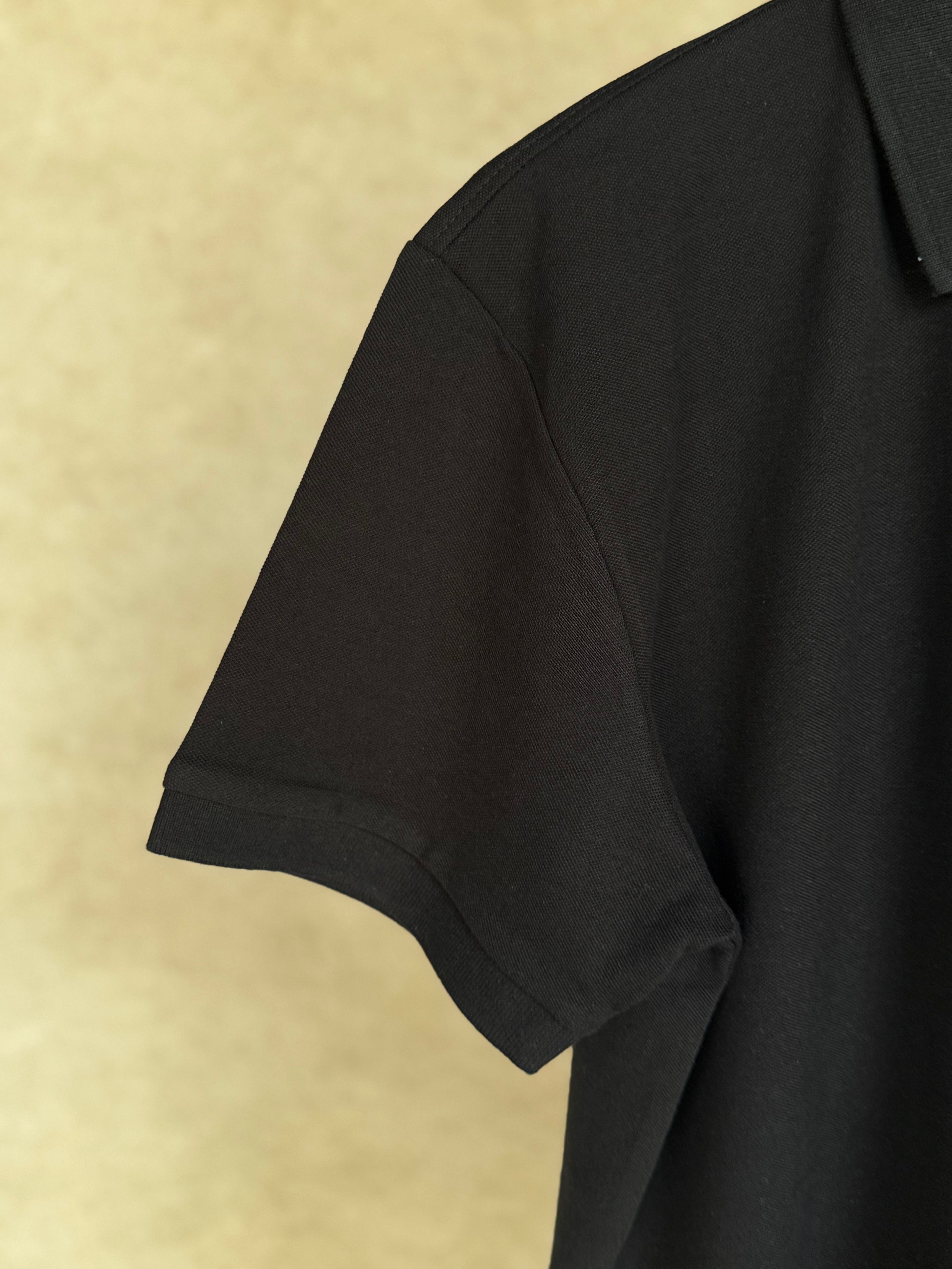 HUGO BOSS COTTON PIQUE POLO SHIRT WITH DOUBLE B MONOGRAM | BLACK