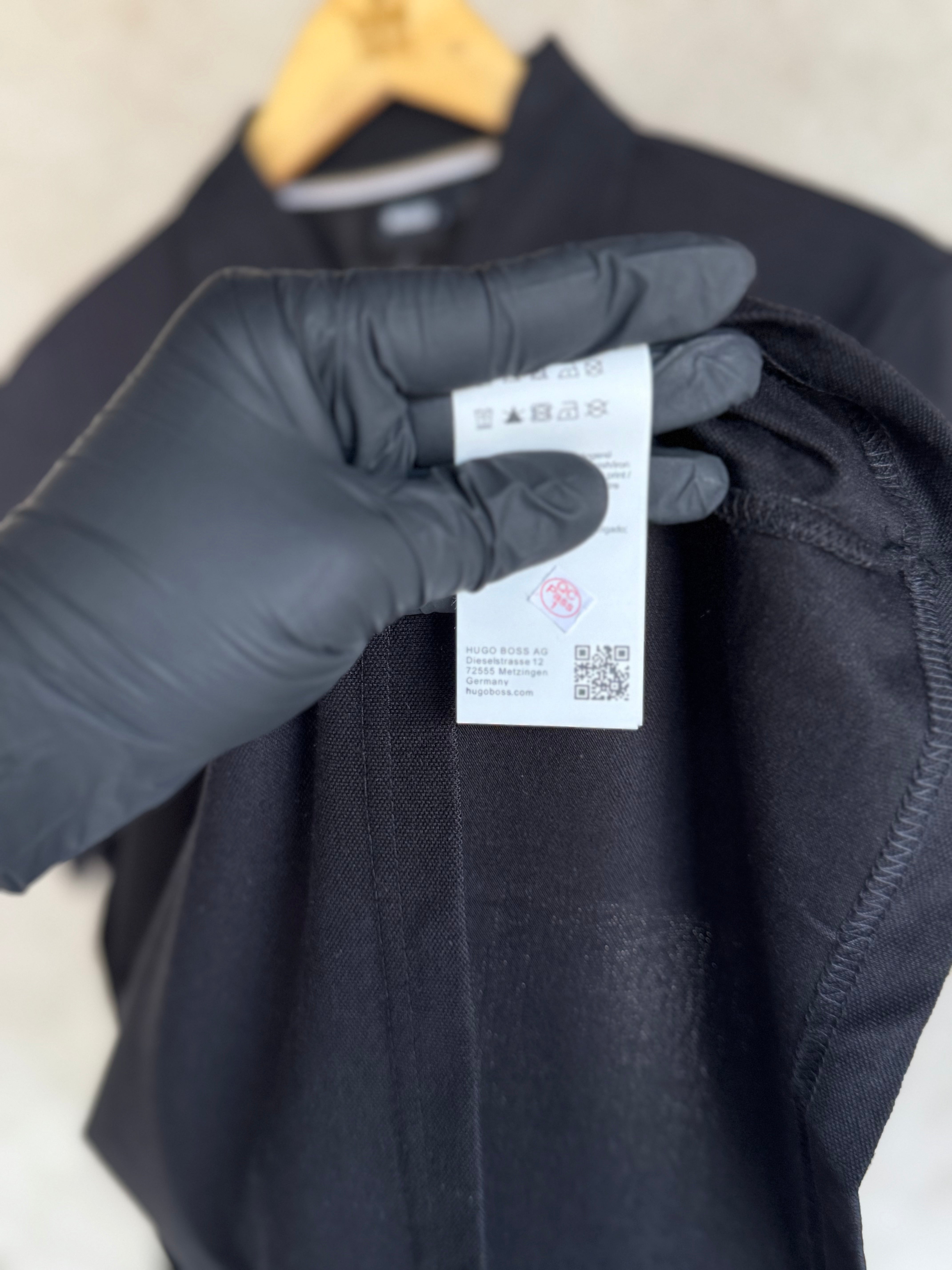 HUGO BOSS COTTON PIQUE POLO SHIRT WITH DOUBLE B MONOGRAM | BLACK