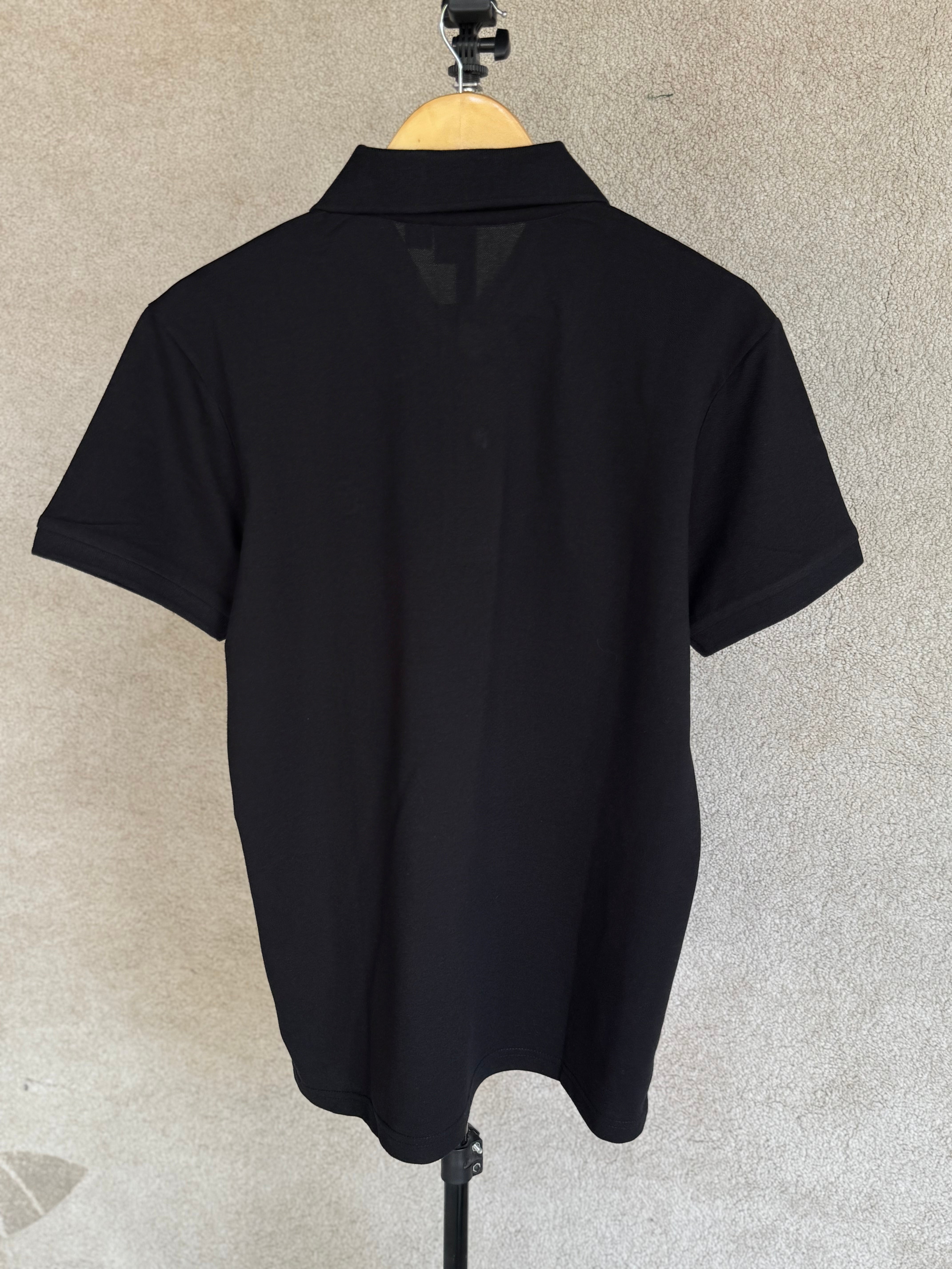HUGO BOSS COTTON PIQUE POLO SHIRT WITH DOUBLE B MONOGRAM | BLACK