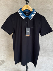 HUGO BOSS REGULAR-FIT POLO SHIRT WITH BOSS LOGO | BLACK