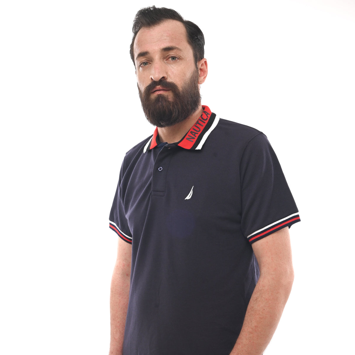 NAUTICA  MENS-SHORT SLEEVE COTTON POLO | DARK BLUE