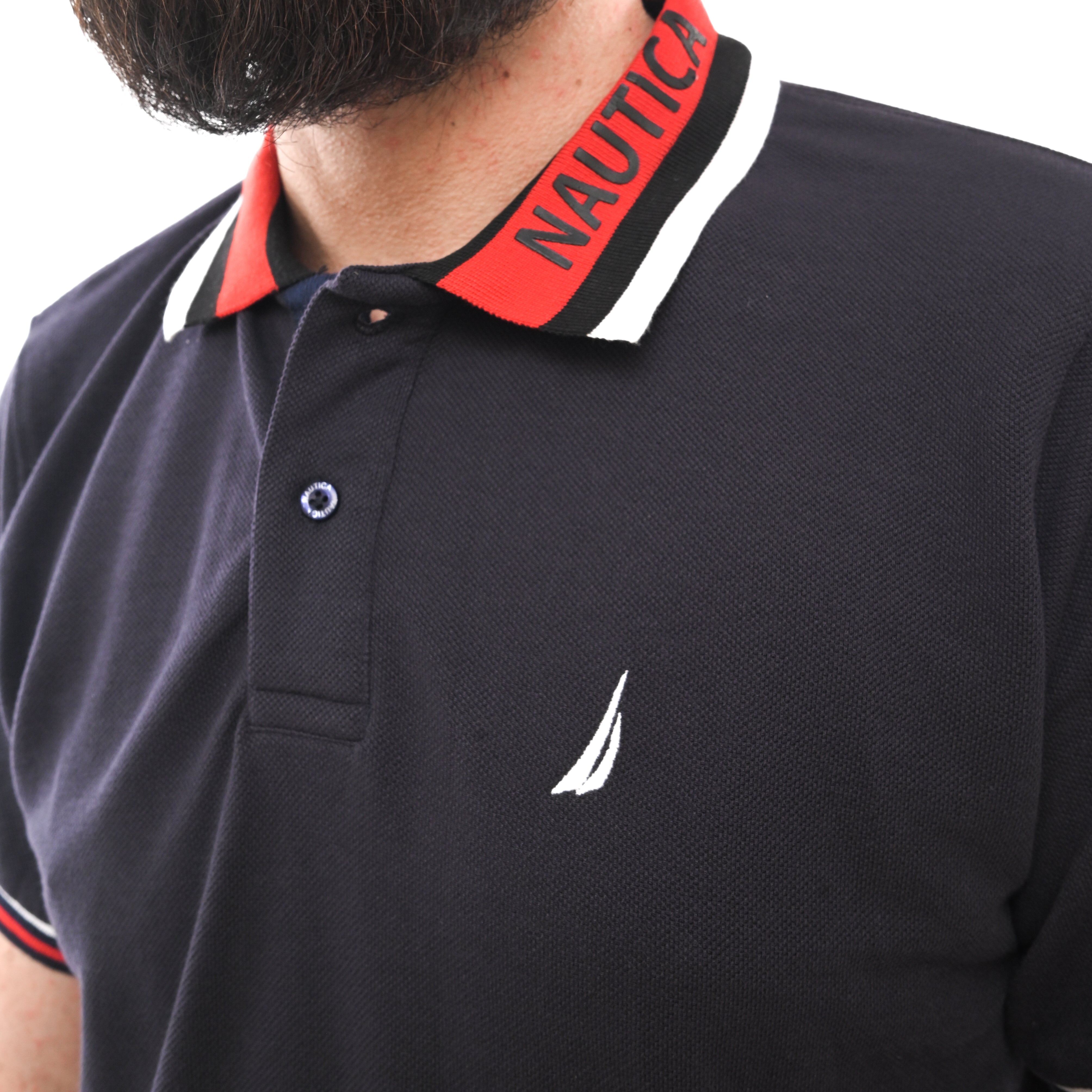 NAUTICA  MENS-SHORT SLEEVE COTTON POLO | DARK BLUE