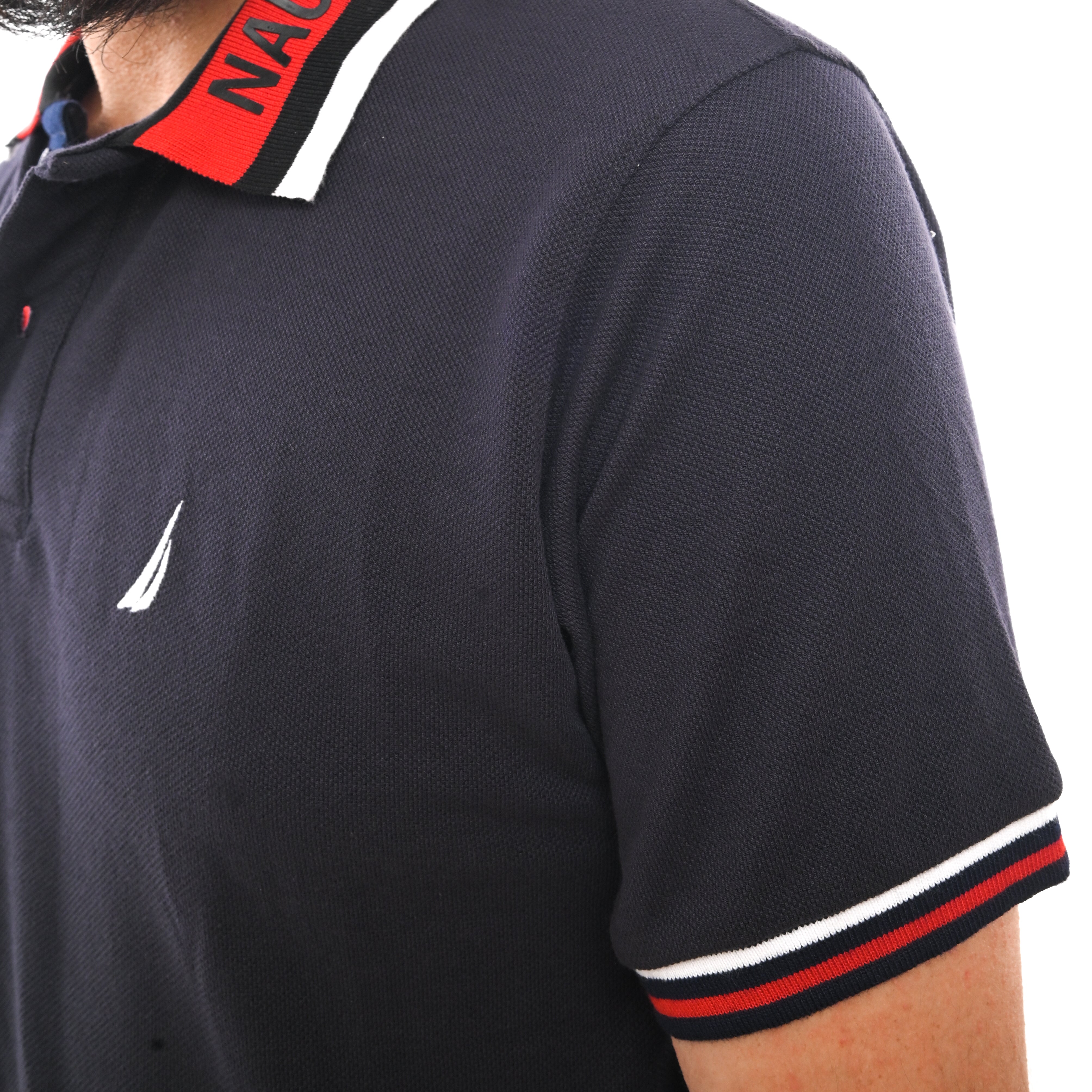 NAUTICA  MENS-SHORT SLEEVE COTTON POLO | DARK BLUE
