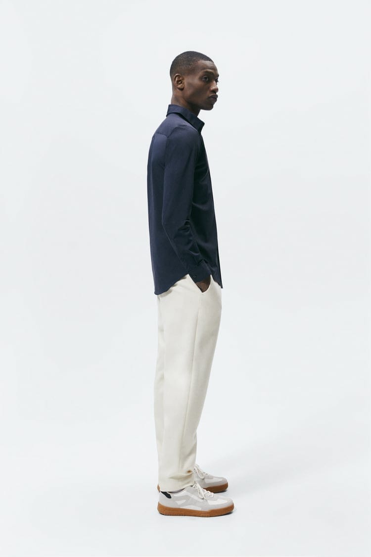 ZARA MENS PREMIUM COTTON SHIRT | NAVY BLUE
