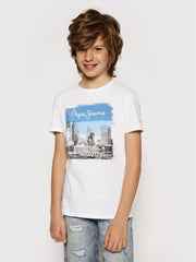 PEPE JEANS JOEL T-SHIRT-BOY-REGULAR FIT | OPTIC WHITE