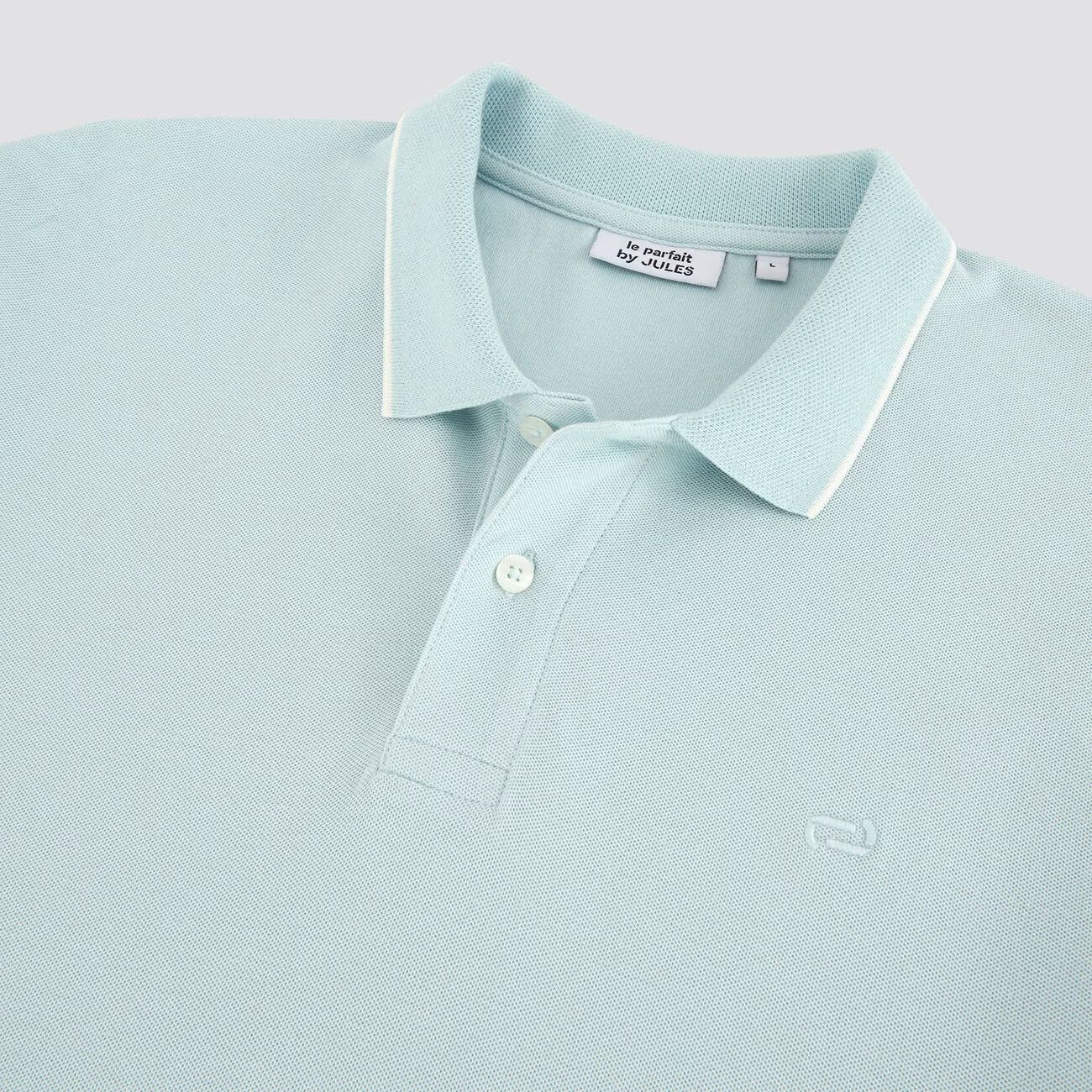 JULES SHORT-SLEEVED PIQUE POLO SHIRT "LE PARFAIT BY J." - TURQUOISE BLUE