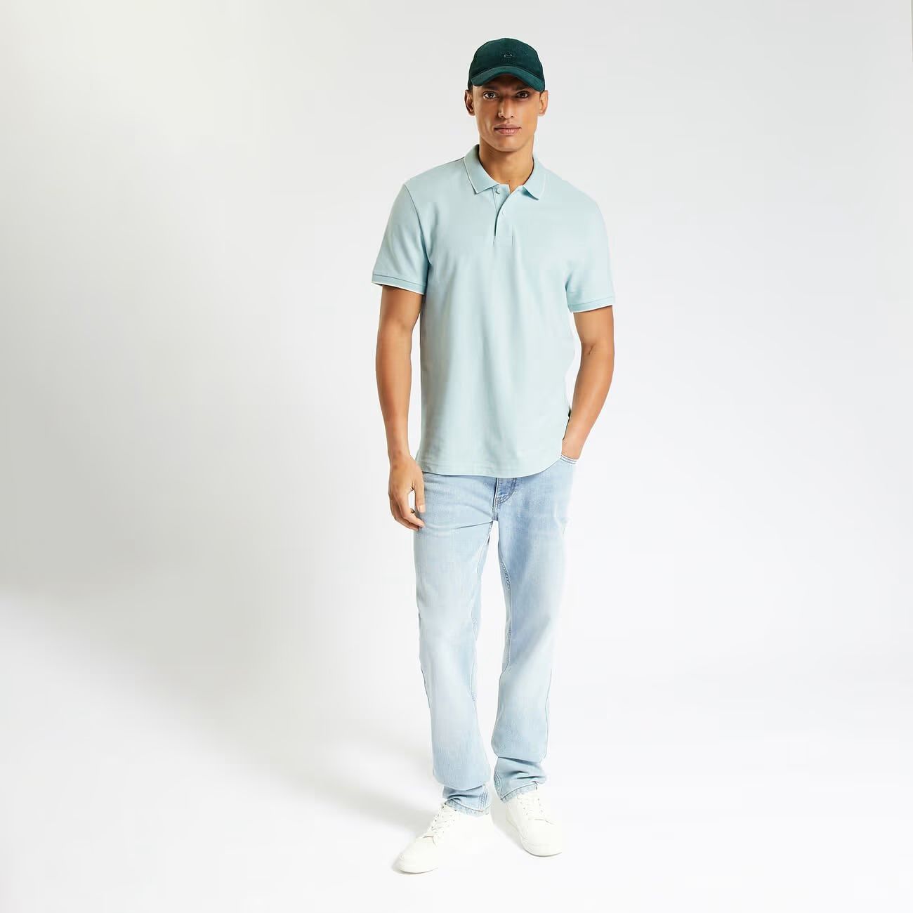 JULES SHORT-SLEEVED PIQUE POLO SHIRT "LE PARFAIT BY J." - TURQUOISE BLUE